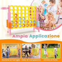 Forza 4 Gigante, Forza Quattro per Bambini con Canestro, Palla, 5 Anelli e 42 Piedine, Giochi Educativi da Esterno ed Interno per Vacanze e Feste, Ideale per Bambini +3 Anni