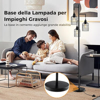 Lampada da Terra Moderna, Lampada da Terra Industriale con 3 Paralumi a Gabbia, Interruttore a Pedale e Base Robusta, Lampada da Salotto, Camera da Letto e Studio [Classe di efficienza energetica A]