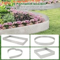 Bordatura da Giardino 6 M, Set di 6 Bordi per Aiuola 110 x 22 cm in Metallo Zincato con Paio di Guanti, Recinzione Flessibile per Prato, Cortile e Giardino