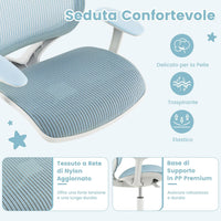 Sedia da Scrivania per Bambini, Sedia Girevole per Computer con Altezza Regolabile, Ruote con Freno, Braccioli Morbidi, Mobile Ergonomica per Bambini 6-15 Anni (Blu)