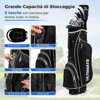 Set da Golf Completo con 9 Mazze, Sacca, Driver 460cc, Set Completo di Mazze da Golf per Uomo