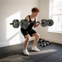 Set di pesi regolabili da 25 KG 2 in 1, Nero e Verde