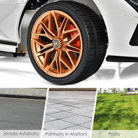 Macchina Elettrica Lamborghini per Bambini da 12V, Veicolo Elettrico con Luci LED MP3 Telecomando, Fino a 5km/h, +3 Anni (Bianco)