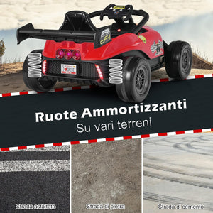 Macchina Elettrica per Bambini, Veicolo elettrico 12V con Telecomando e Batteria Ricaricabile, Musica e Luci LED, Velocità 2-5km/h, per Bambini da 3-7 Anni (Rosso)