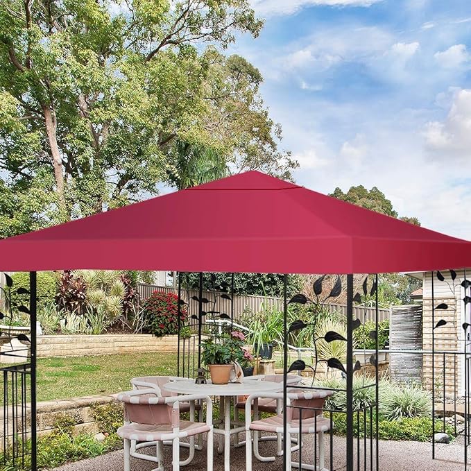 Copertura per Gazebo, Tetto Ricambio per Gazebo, Tetto del Padiglione 3x3 m (Vino rosso)