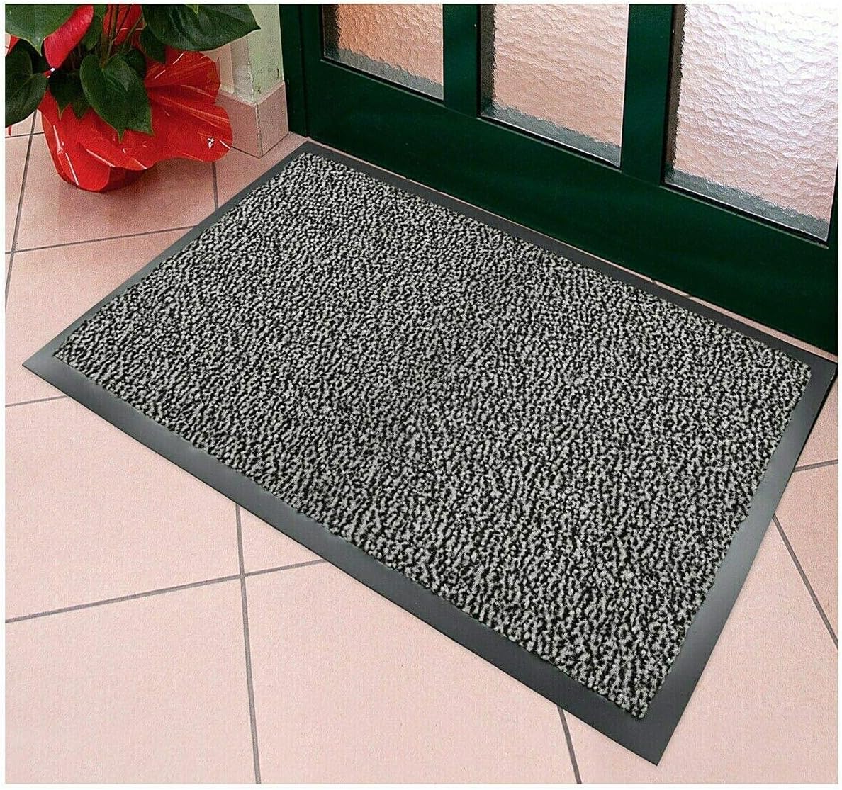 Zerbino Asciugapassi Antiscivolo 90x150 cm Tessitura Morbida Retro Gommato Bordeaux