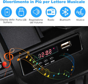 12V Auto per Bambini con Telecomando, Macchina Elettrica con 2 Posti Musica Porta USB e Luce, Velocità Regolabile 2,6-6km/h, per 3-8 Anni (Nero)