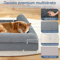 Cuccia Cane Interno in Schiuma, Brandina per Cani con Cuscino, Copertura Rimovibile e Tessuto Interno Impermeabile, Lettino per Animali Domestici, Grigio (135 x 91 x 18 cm)