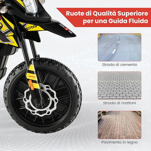 12V Aprilia Moto Cavalcabile per Bambini, Motocicletta Elettrica con Ruote Ausiliarie e Musica Wireless, Sospensione a Molla, Moto Elettrica alla Moda per Bambini 3-8 Anni (Nero)