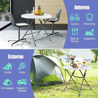 Tavolo Rotondo Pieghevole 81 cm, Tavolo da Campeggio in HDPE, Gambe in Metallo e Piedini Antiscivolo, per Esterno e Interno Picnic Campeggio, Portata 75 kg