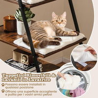 Lettiera per Gatti Salvaspazio, Mobile Nascosto 2 in 1 per Animali Domestici con Scaffale, Tappetini Rimovibili e Entrata a Forma di Testa di Gatto, Armadietto per Gatti per Salotto (Marrone)