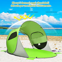 Tenda da Spiaggia per 3-4 Persone,Tenda Pop Up Portatile con Protezione Solare, con 2 Finestre a Rete, per Attivita all’Esterno