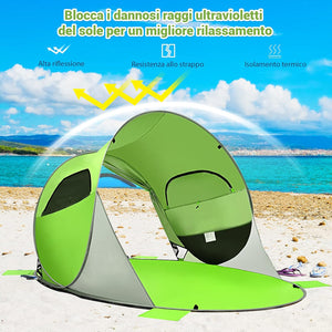 Tenda da Spiaggia per 3-4 Persone,Tenda Pop Up Portatile con Protezione Solare, con 2 Finestre a Rete, per Attivita all’Esterno