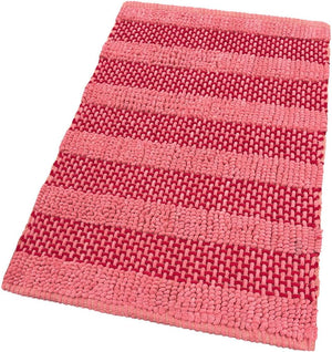 Tappeto Camera Scendiletto Bagno 60x120 Cm Cotone Intrecciato Morbido Assorbente Rosa