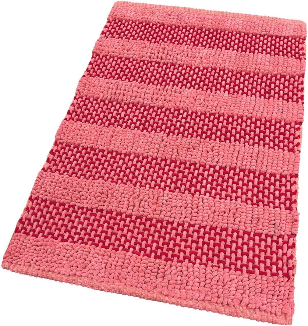 Tappeto Camera Scendiletto Bagno 50x80 Cm Cotone Intrecciato Morbido Assorbente Rosa