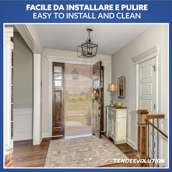 Tenda Antimosche Modello GLIT PIENO in PVC, Plastica Avorio | Largh. 1,40m x Alt. 2,60m | Protezione Insetti, Porta, Esterno, Interno