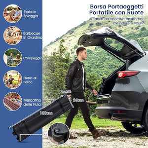 Gazebo Pop-up 302 x 302 cm, Gazebo Impermeabile con Ruote, 8 Picchetti, 4 Corde Antivento, Tendone Pieghevole Resistente per Spiaggia, Feste e Campeggio