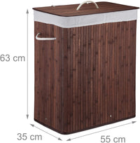 Cesto portabiancheria cesto 2 scomparti con sacco 95 litri brown bambù 13_0001904