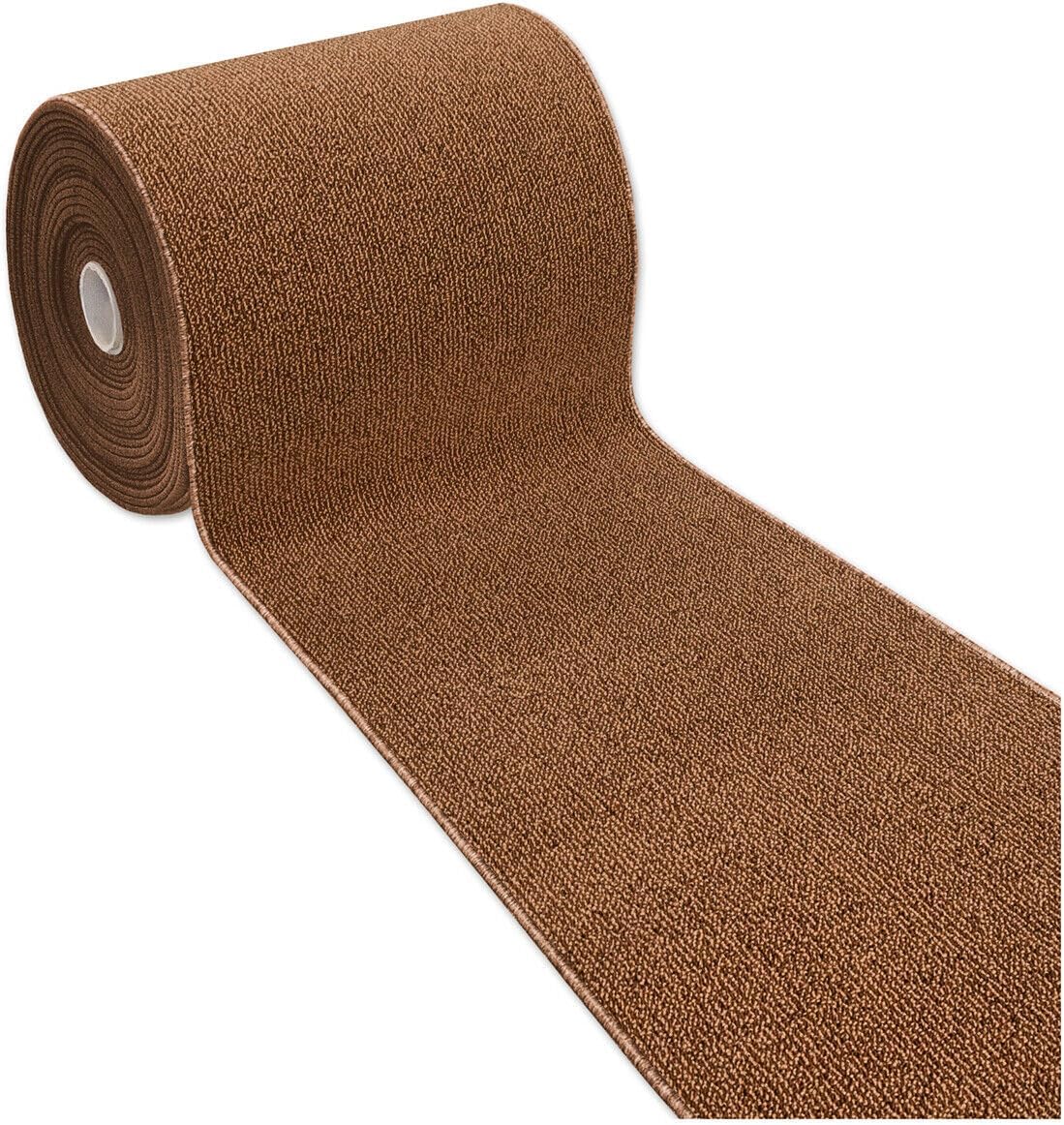 Tappeto Cucina 57x330 cm Tessitura Piatta Antiscivolo Multiuso Corsia Corridoio Made In Italy Marrone