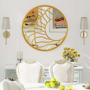 Specchio da Parete 80 cm, Specchio Decorativo da Parete Rotondo con Cornice Irregolare, per Soggiorno, Ingresso Camera da Letto Sala da Pranzo