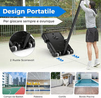 Canestro da Basket da Esterno per Adulti Professionale, Canestro da Basket Portatile e Regolabile 149-305 cm con Tabella Indistruttibile, 2 Ruote, Base Riempibile e Sacchetto di Pesi