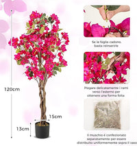 Albero Artificiale di Bougainvillea 120 cm, Pianta Finta in Vaso con 360 Fiori e 40 Foglie, Pianta Decorativa per Casa, Ufficio e Negozio (Rosa,2)