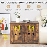 Mobile per Lettiera Gatti, con Doppie Porte a Feritoia, Ingresso Laterale, Cuccia e Toilette, Mobiletto Multiuso per Ingresso e Soggiorno, Portata 50 kg, 70 x 52 x 51 cm