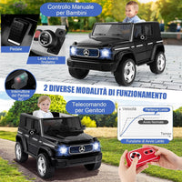 Benz Auto Cavalcabile per Bambini, Veicolo Elettrico 4WD con Telecomando Luci Musica e Clacson, Sospensione a Molla, 3-5 KM/H, per 37-96 Mesi (Nero)