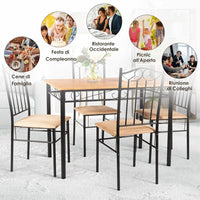 Set da Pranzo da 5 Pezzi con Struttura in Metallo, Set di Tavolo Cucina 107 cm con 4 Posti, Set Mobili Salvaspazio per Soggiorno Cucina Bar Ristorante, Originale e Nero