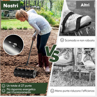 Arieggiatore Giardino 44/53 CM, Arieggiatore da Prato con Manico Rimovibile e Punte per Allentamento del Terreno, Arieggiatore Manuale per Prato, Giardino e Cortile (44 x 128 cm Nero)