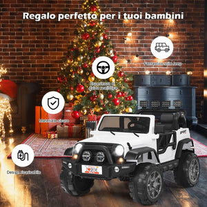 Auto Macchina Elettrica per Bambini 12V, Veicolo Elettrico a Batteria a 2 Posti, con Telecomando 2,4 G, Porta USB e AUX, per Bambini 3+ Anni (Bianco)