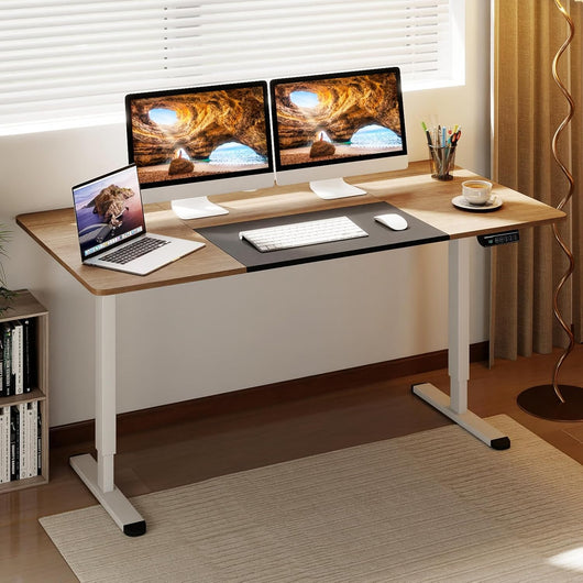 Scrivania elettrica regolabile in altezza 140 x 70 cm, scrivania computer, funzione di memoria, design anti-incollaggio, funzione di blocco per bambini, tavolo elettrico per camera da letto