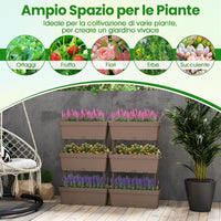 Letto Verticale Rialzato, 6 PZ Fioriere da Giardino per Verdure, Erbe e Fiori, Fioriere Elevate per Interni ed Esterni per Patio, Giardino e Balcone (Grigio)