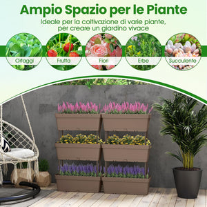 Letto Verticale Rialzato, 6 PZ Fioriere da Giardino per Verdure, Erbe e Fiori, Fioriere Elevate per Interni ed Esterni per Patio, Giardino e Balcone (Grigio)