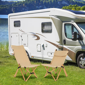 Sedia da Campeggio Pieghevole e Portatile, Sedia in bambù con Schienale Regolabile a 2 Livelli e Borsa, Sedia in Tela Ultraleggera per Picnic, Spiaggia e Patio, Portata 150 kg