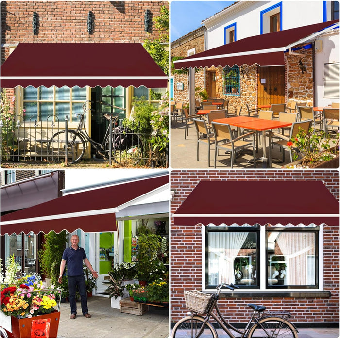 Tenda da Sole per Esterno Avvolgibile 3 x 2,5 M, Tenda da Sole a Bracci Estensibili con Telaio in Alluminio, Tettuccio Resistente al Sole e Impermeabile e Manovella (3 x 2,5 M, Rosso)