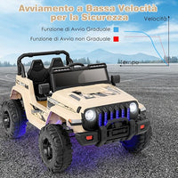 12V Auto per Bambini con Telecomando, Macchina Elettrica con 2 Posti Musica Porta USB e Luce, Velocità Regolabile 2,6-6km/h, per 3-8 Anni (Cachi)