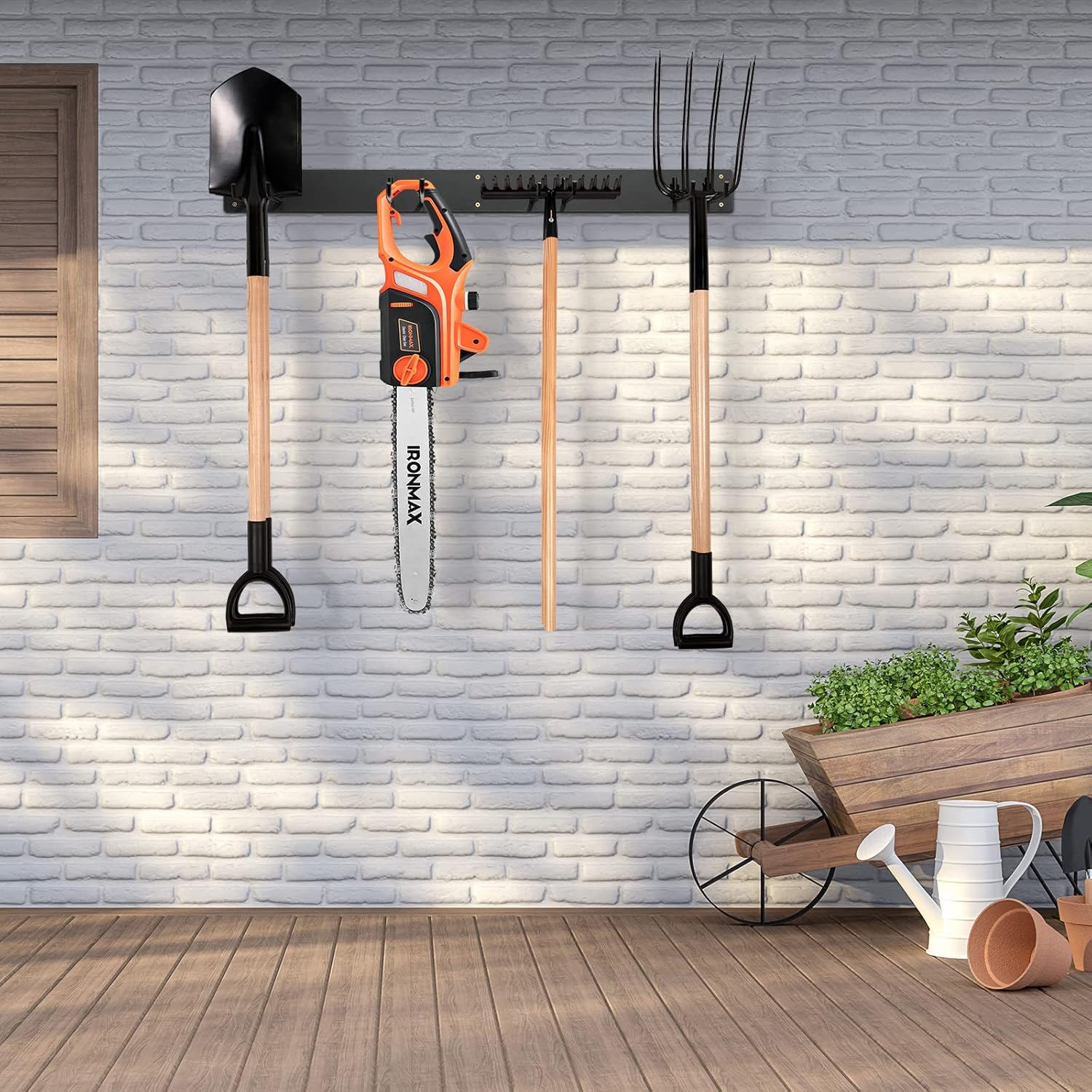 Organizzatore Garage, Organizzatore di Attrezzi da Giardino in Metallo con 8 Ganci, Capacità di Carico di 150 kg