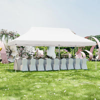 Gazebo Pieghevole da Giardino 3 x 6m, Gazebo Pop-up con Borsa da Trasporto, Regolabile in Altezza, per Feste, Barbecue, Giardino e Spiaggia (Bianco)