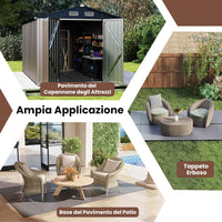 Tappeto per Pavimento in Plastica per Capanno degli Attrezzi, 343 x 215 cm, Tappeto Antiscivolo con Strisce Rinforzate, Parti Etichettate per Montaggio Facile, Base per Terrazza e Giardino