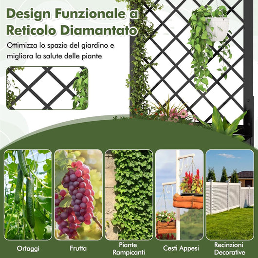 Letto da Giardino Rialzato con Traliccio, Fioriera in Metallo per Piante Rampicanti, Verdure, Viti e Fiori, Aiuola Elevata per Piante Esterno per Patio, Giardino e Balcone