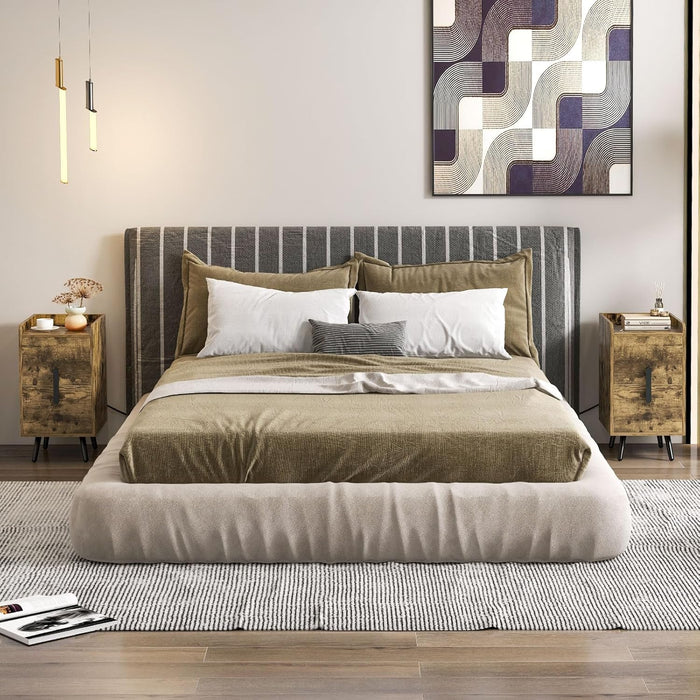 Comodino con Stazione di Ricarica, Comodino con 2 Cassetti, 2 Porte USB e 3 Prese, Tavolino Leterale con Gambe in Metallo, Portata Tolate 20 kg, 32 x 40 x 60 cm (2, Caffè)