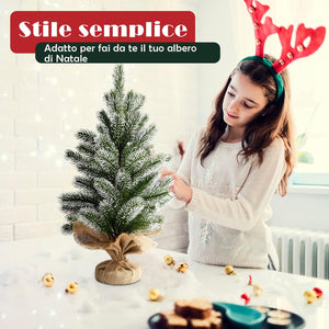Mini Albero di Natale 50 cm, Albero di Natale Piccolo con Rami in PE, Base Stabile di Cemento, per Casa, Ufficio e Negozio