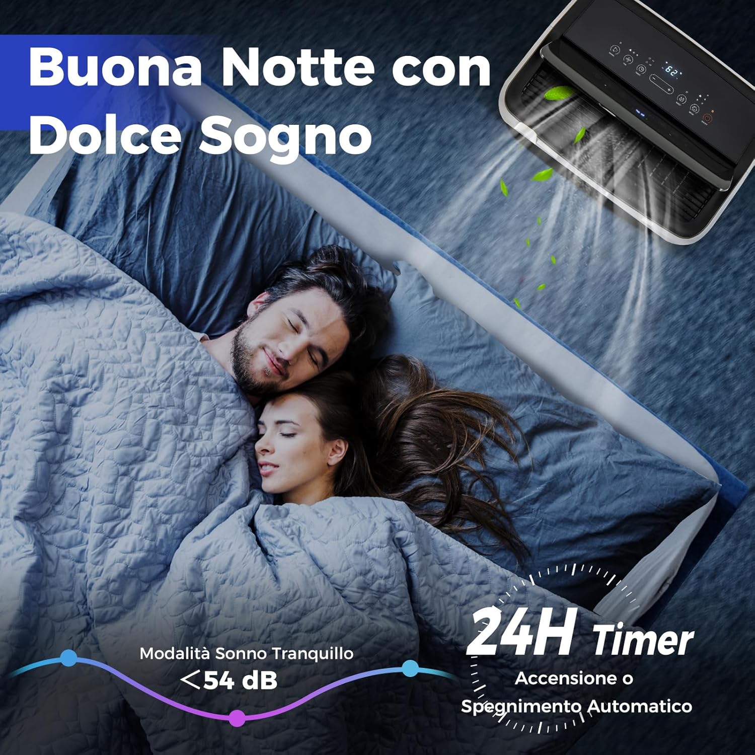 Condizionatore Portatile Caldo e Freddo, 14000BTU/4kW, 6 in 1 Con Raffreddamento, Riscaldamento, Ventola, Deumidificazione, Modalità Notturna e WiFi, 24H Timer, R290 (14000BTU|65m²) [Classe di efficienza energetica A]