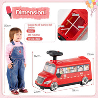 Auto a Spinta per Bambini, Autobus da Passeggio con Pulsante Musicale Comparto di Stoccaggio Blocco Antiribaltamento, Ideale per Bambini 19-36 Mesi