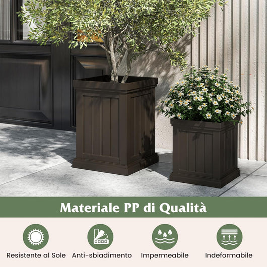 2 Vasi per Quadrati in Plastica 31,5/48 cm, Vasi per Fiori da Interno ed Esterno, con Fori di Drenaggio e Design Nesting, Vasi per Piante da Veranda, Giardino e Patio
