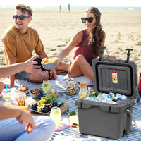 Contenitore per Ghiaccio da 15 L, Contenitore Termico con Maniglia 2 Porta Bicchieri, Contenitore Termico del Ghiaccio Portatile per Campeggio（Grigio)