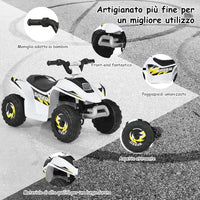 6V Quad Elettrico per Bambini con Batteria, Mini Quad con Funzione Avanti/Indietro, Velocità Massima 4,6 km/h (Bianco)