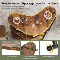 Tavolo da Bar 120 x 66 x 102 cm, Portabottiglie Vino a 3 Ripiani con Portabicchieri e Mensole di Stoccaggio, Isola Cucina Industriale per Bistro (Marrone)