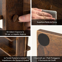 Scarpiera Verticale a 7 Livelli, Organizer per Scarpe in Stile Retrò, con Pannello Rimovibile, Scaffale per Scarpe per Corridoio Ingresso Armadio, 45x25x110 cm (Marrone)